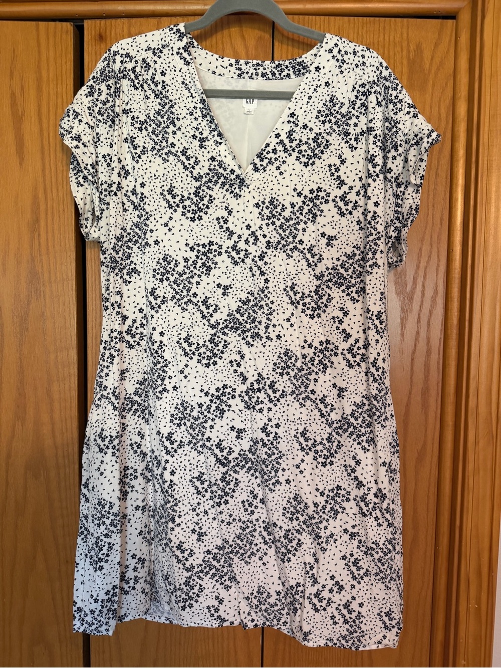 GAP White Mini Dress with Navy Dot Floral Print
